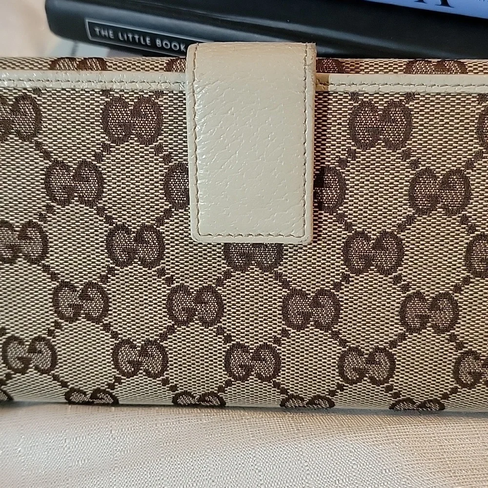 Gucci GG Monogram Logo Canvas Leather Long Wallet Authentic - Picture 4 of 16